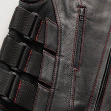 Load image into Gallery viewer, Men's Black Arm Leather Vest W/ Red Paisley Lining &amp; Thread Concealed Waistcoat
