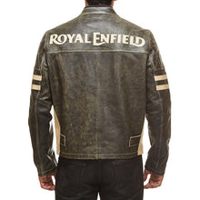 Load image into Gallery viewer, Royal Enfield Biker Jacket Genuine Leather For Men's Cafe Racer Drifter Jacket
